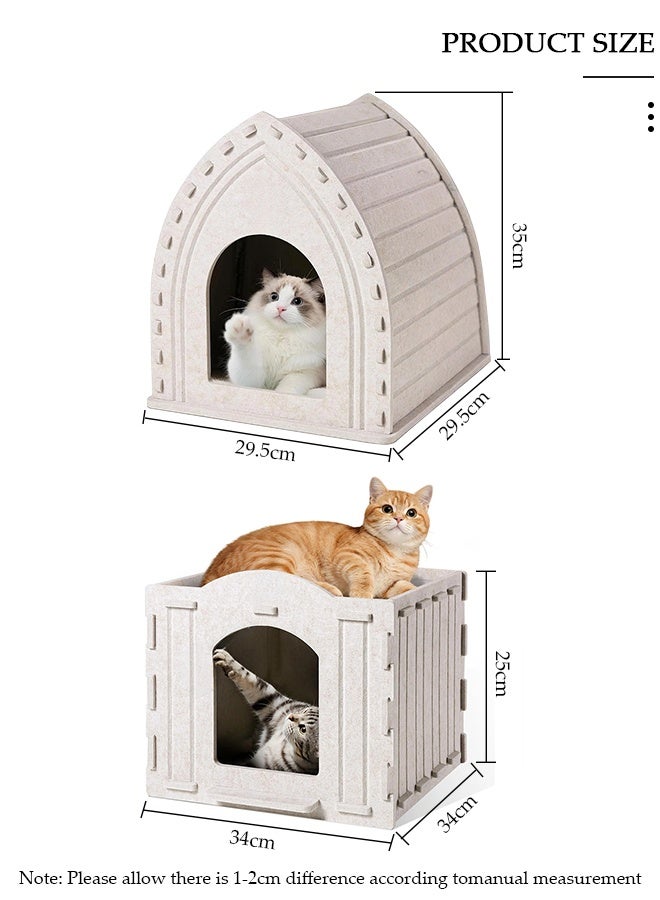 DUNISO بيت قطط كبير كهف جرو قابل للطي سرير حيوانات أليفة مع شرفة مكعب وسادة خدش قطط ملجأ قابل للطي ملعب نوم قن د Tunnel مقعد قطط صغير مركز لعب - Image 2